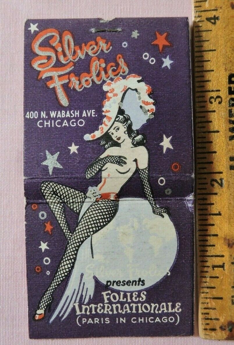 Rare 1940 Fancy Matchbook Sexy Silver Frolics Chicago Burlesque
