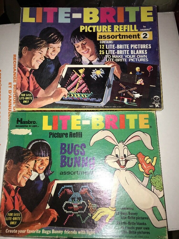 Vintage 1968 Lite Brite Refill Kit And Some New Blank Sheets Bugs Bunny