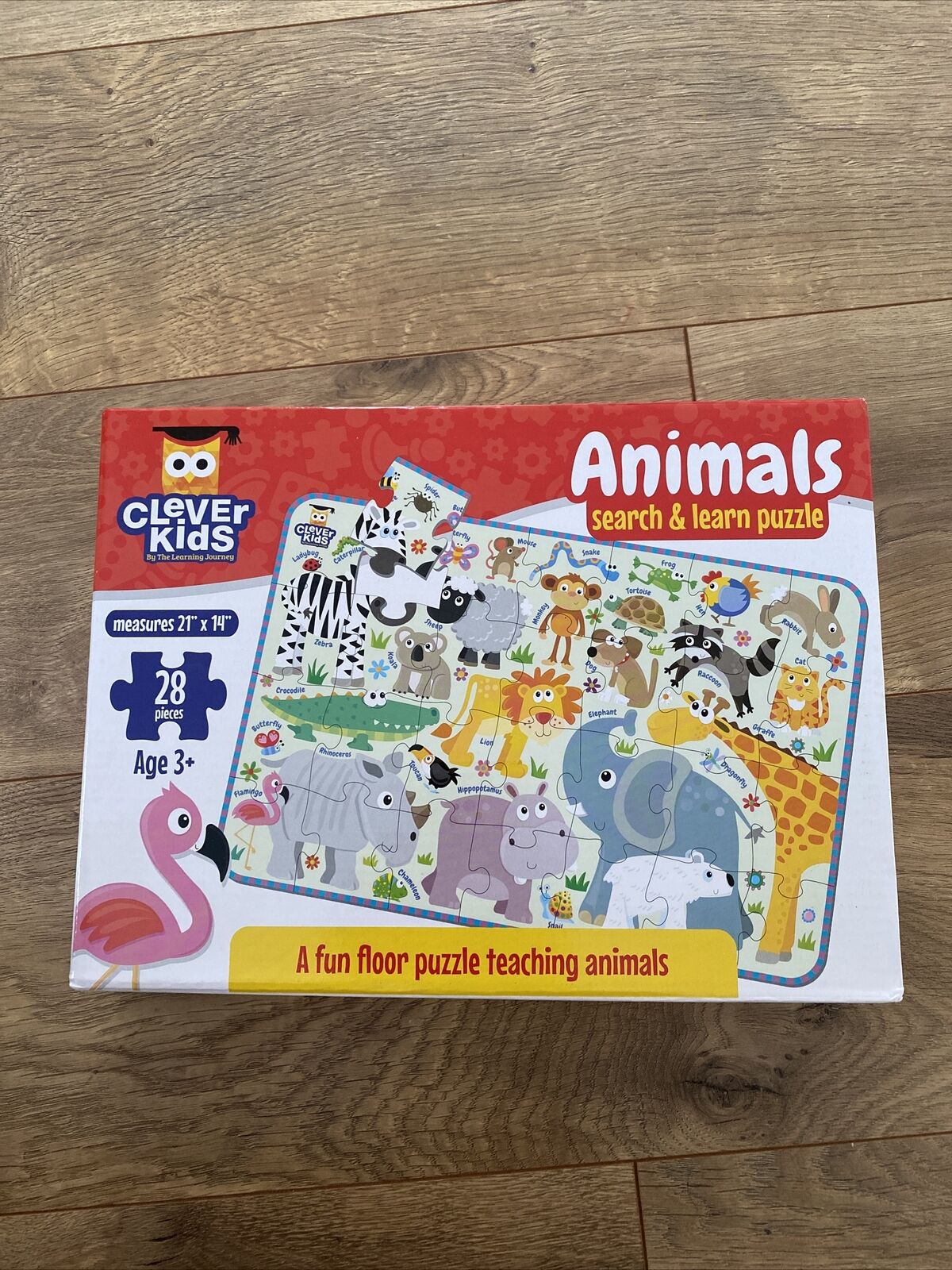 Animals Search & Learn Puzzle By Clever Kids - 28 Piece Floor Puzzle