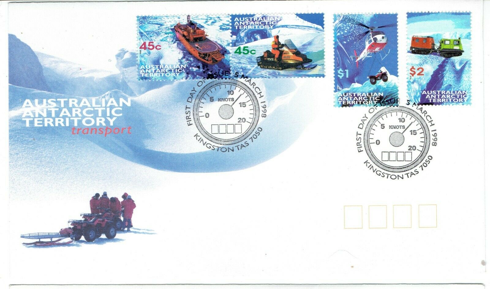 Australian Antarctic Territory.  1998.  Transport Fdc Stamped Kingston.  Superb.