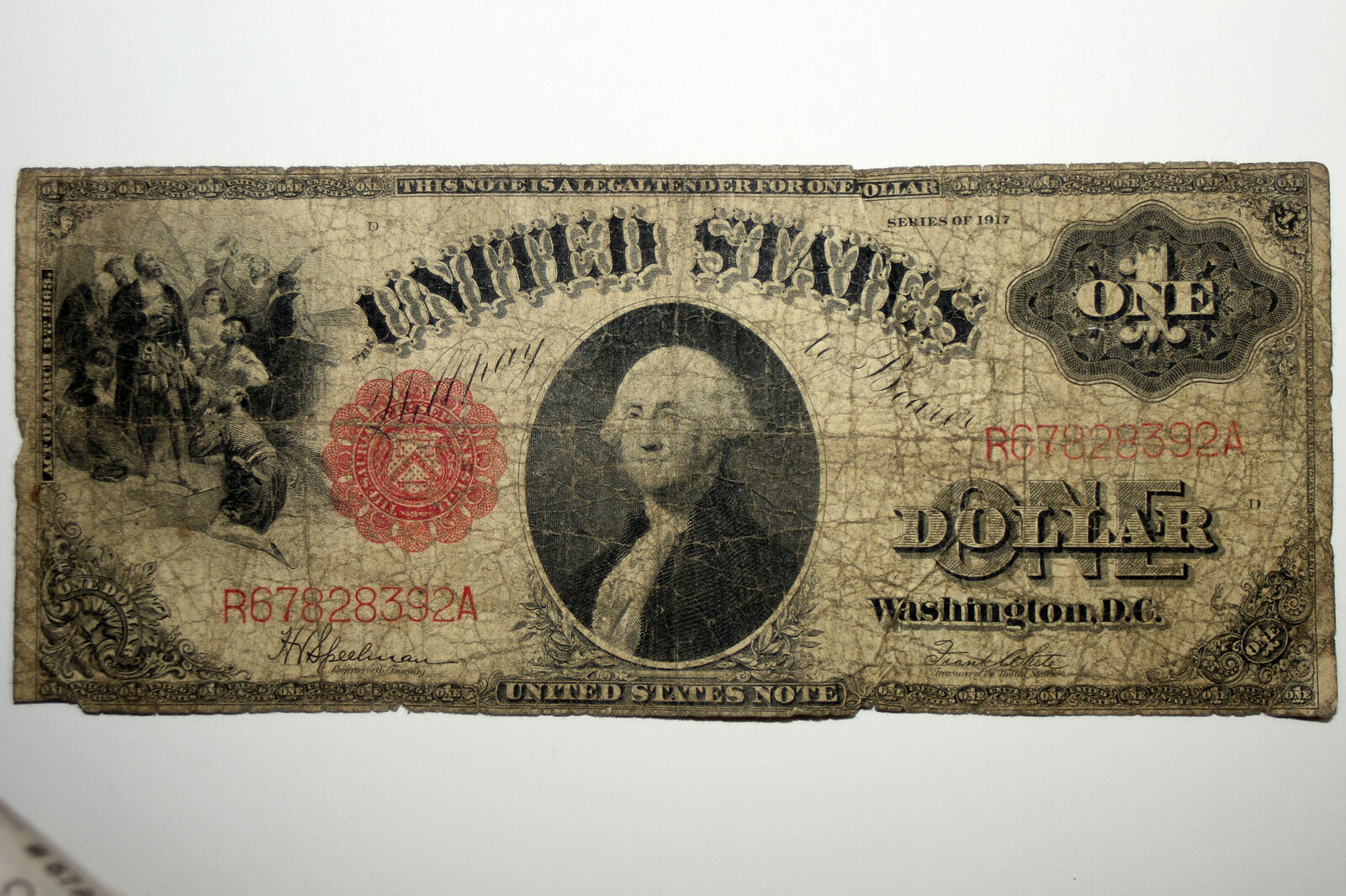 1917 Large Size Legal Tender $1.00 Us Note Grades Very Good (r67828392a)