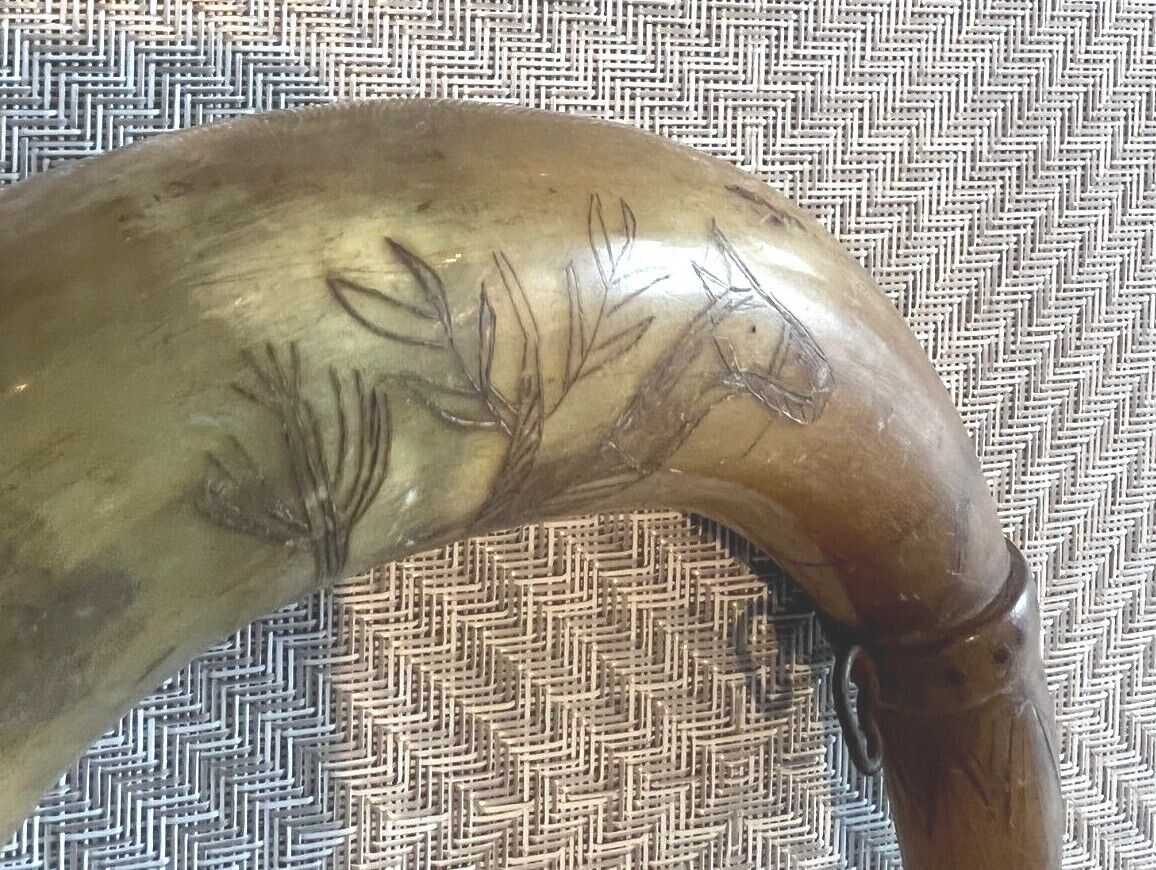 1800's Sioux Indian Tribal Vintage Cow Bull Horn Bugle 10” Long