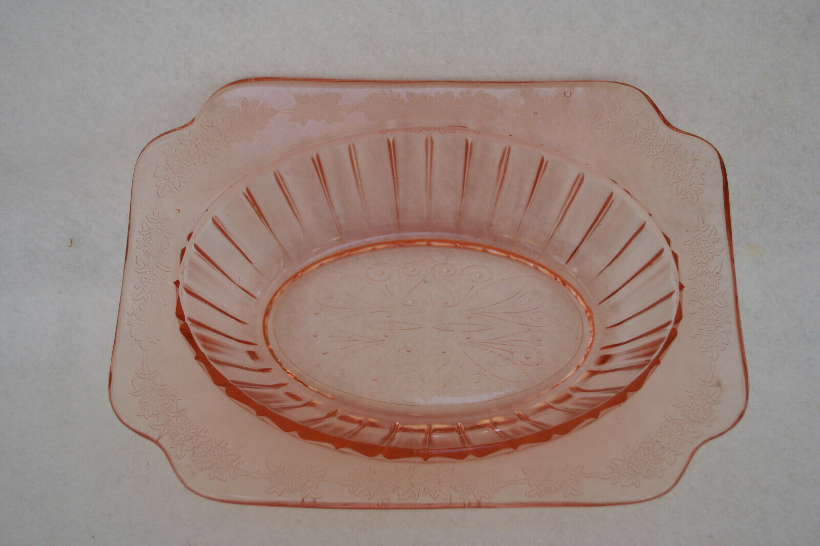 Vtg Pink Jeannette Depression Glass Adam Oval Vegetable Bowl