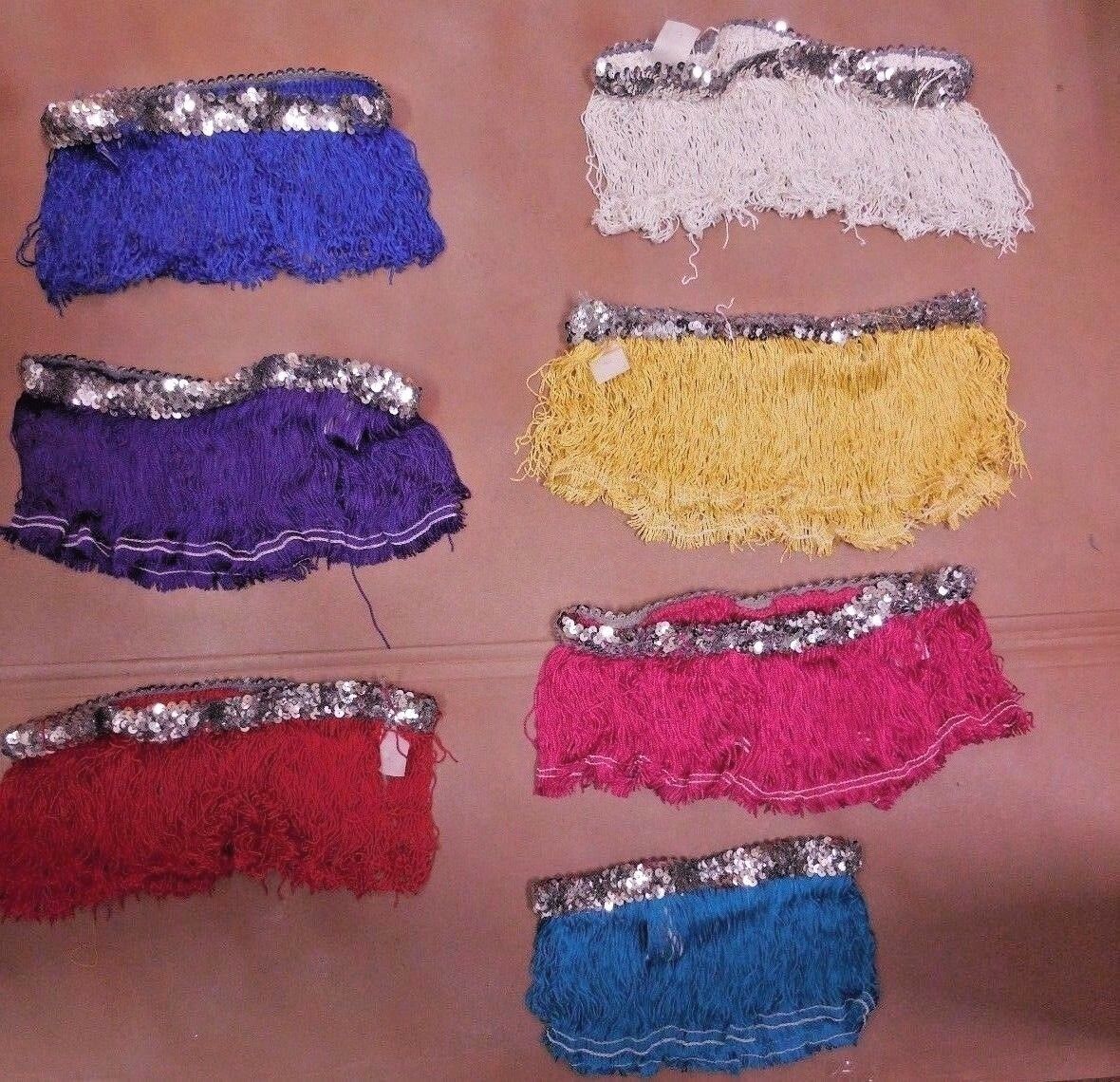 Fringe Skirt Silver Sequin Waistband 7 Colors Ch/ladies 6" Length Dance Costume