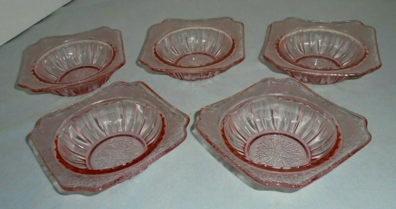 Adam By Jeannette, 5 Pink Bowls, 1.5" Tall, 4.75" Across, Vintage