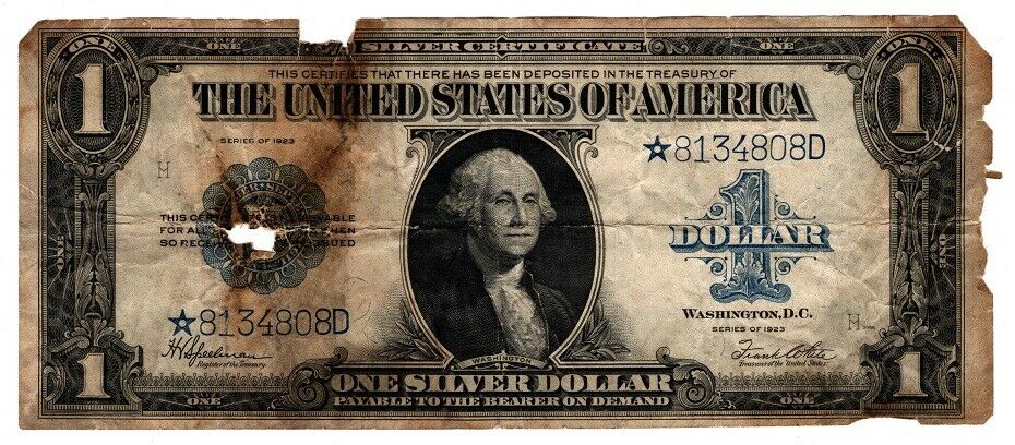 1923 $1 One Dollar “horse Blanket” Silver Certificate Star Note
