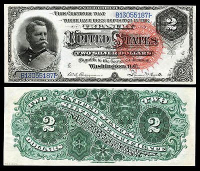 Crisp Unc. 1886 $2.00 Silver Certificate Copy! Read Description