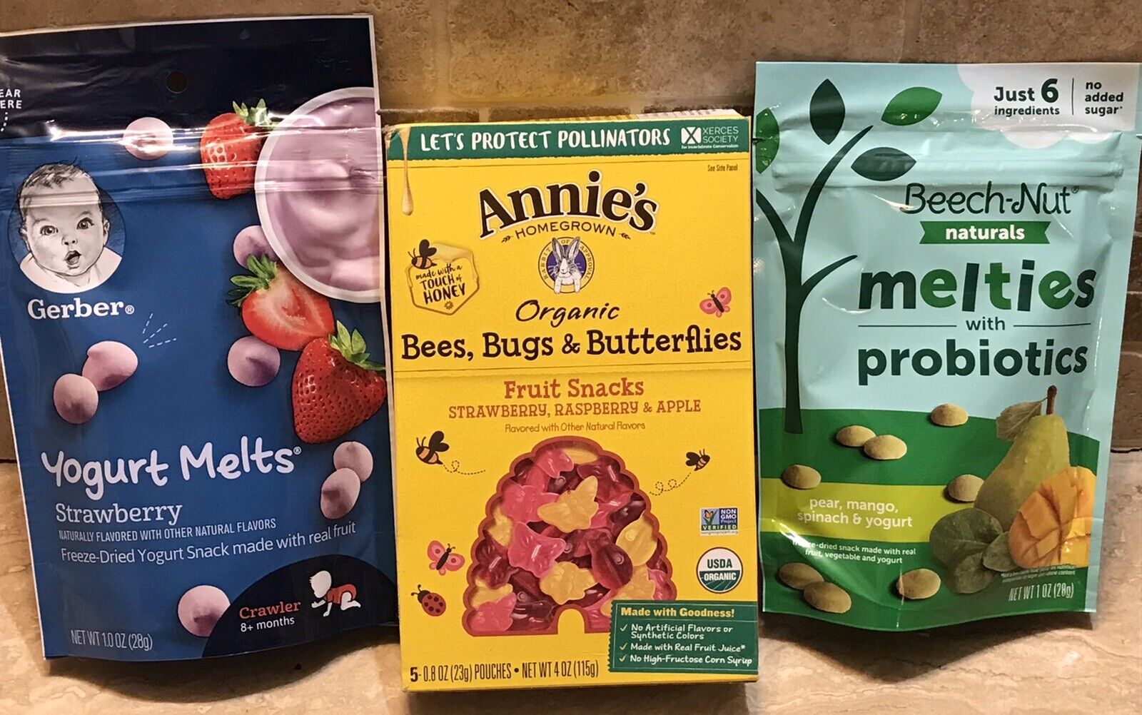 Gerber Baby, Annie’s, & Beech-nut Yogurt Fruit/veggie Melts Fruit Snacks Toddler