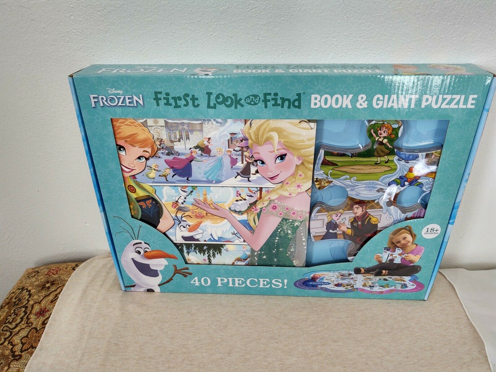New Disney Frozen First Look And Find Board Book & Giant 40 Piece Puzzle Pi Kids