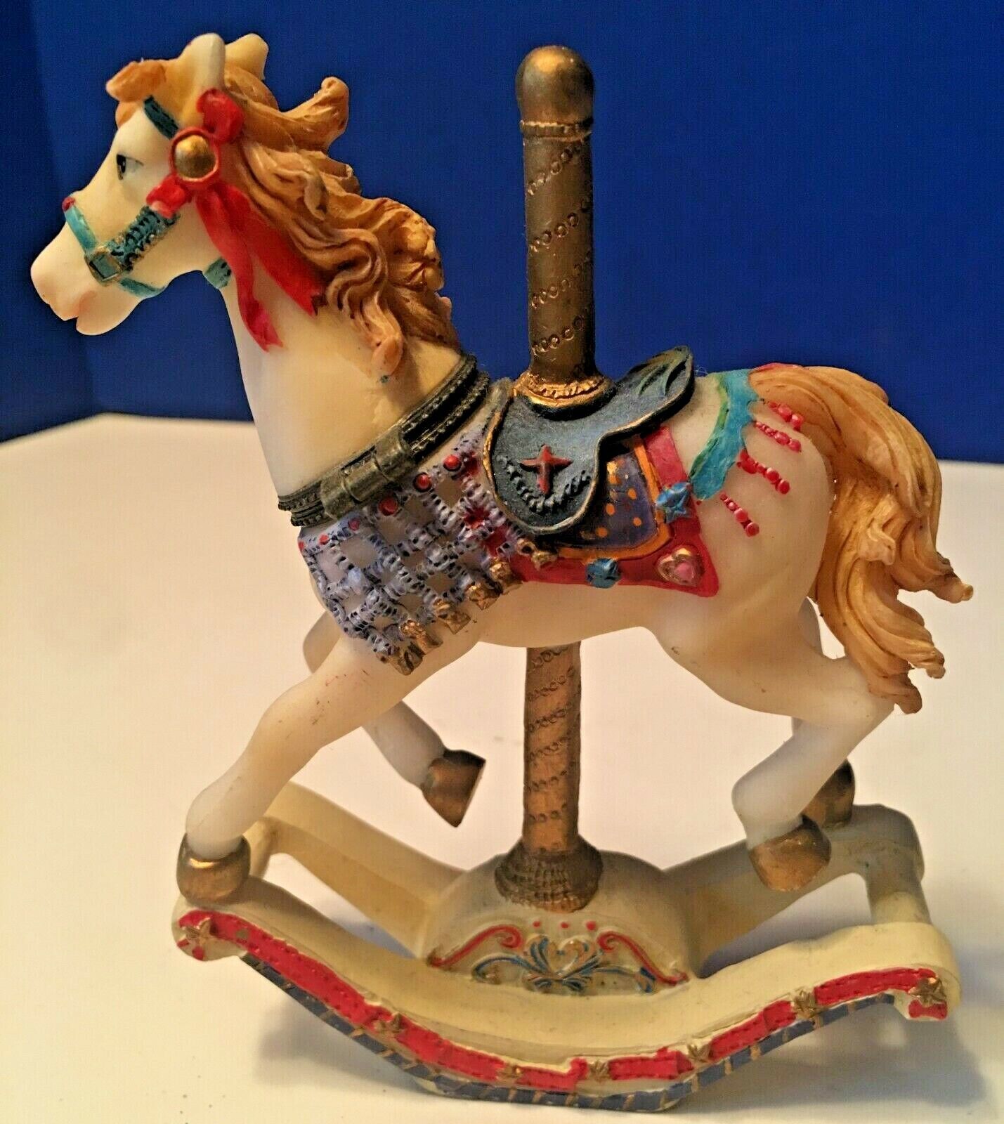 Rocking / Carousel Horse Hinged Box / Trinket Box With Trinket Approx 5.25" Tall