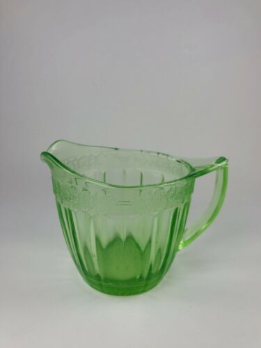 Vintage Jeanette Glass Adam Green Uranium Glass Creamer Uv Reactive