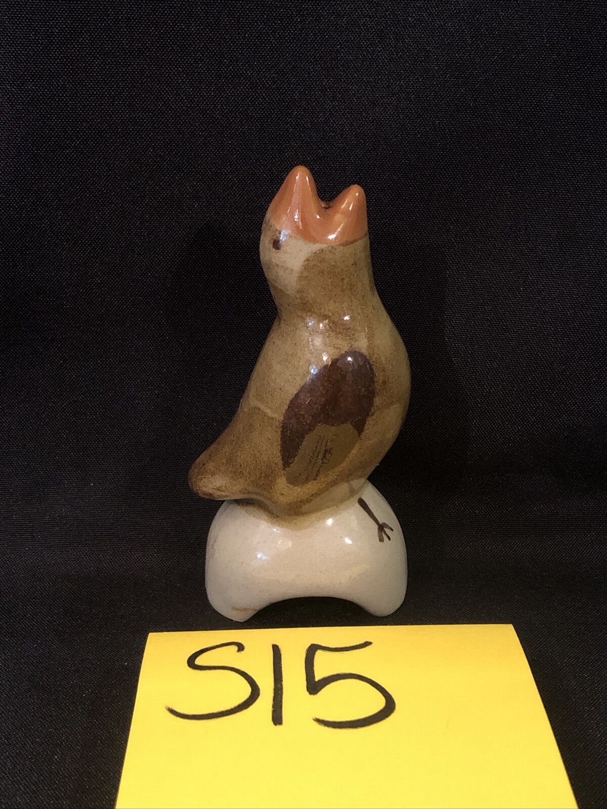 Vintage Pie Bird Vent Brown Glazed Pottery 4” Tall! S15