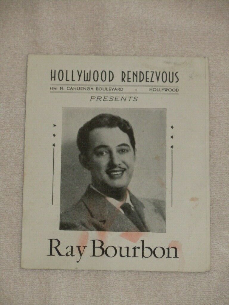 Vintage Hollywood Rendezvous Nightclub Ray Bourbon Drag Performer Cocktail Menu