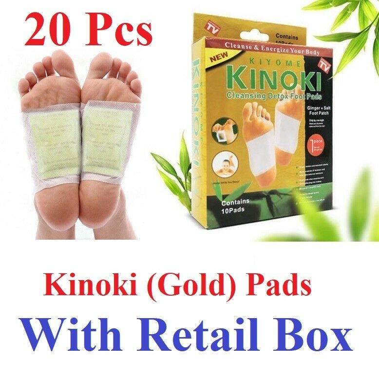 20 Pcs Kinoki Gold Premium Detox Foot Pads Organic Herbal Cleansing W Retail Box