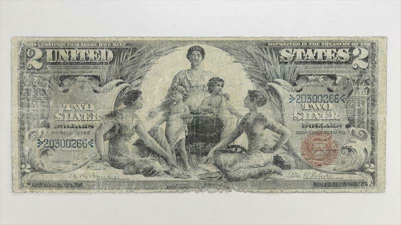 1896 $2 Silver Certificate S/n 20300266 $2 Educational  Circulated Fine