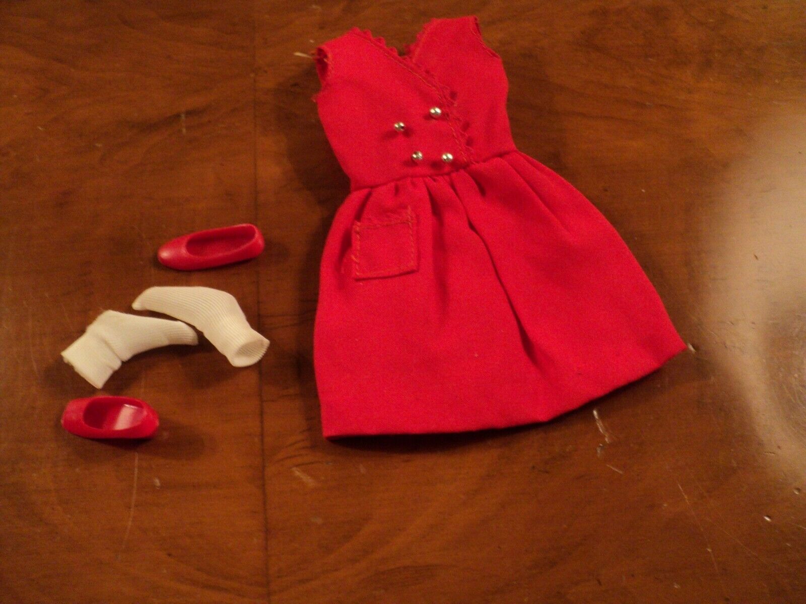 Vintage Skipper "red Sensation Dress  Shoes And Socks