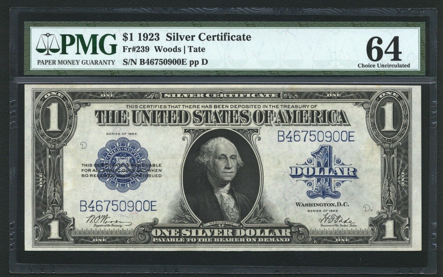 1923 $1 Silver Certificate Banknote Fr-239 Pmg Certified Choice Uncirculated-64