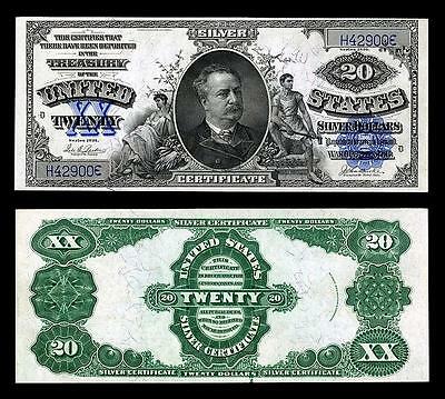 Crisp Unc. U.s. 1891 $20.00 U.s. Silver Banknote  Copy! Read Description