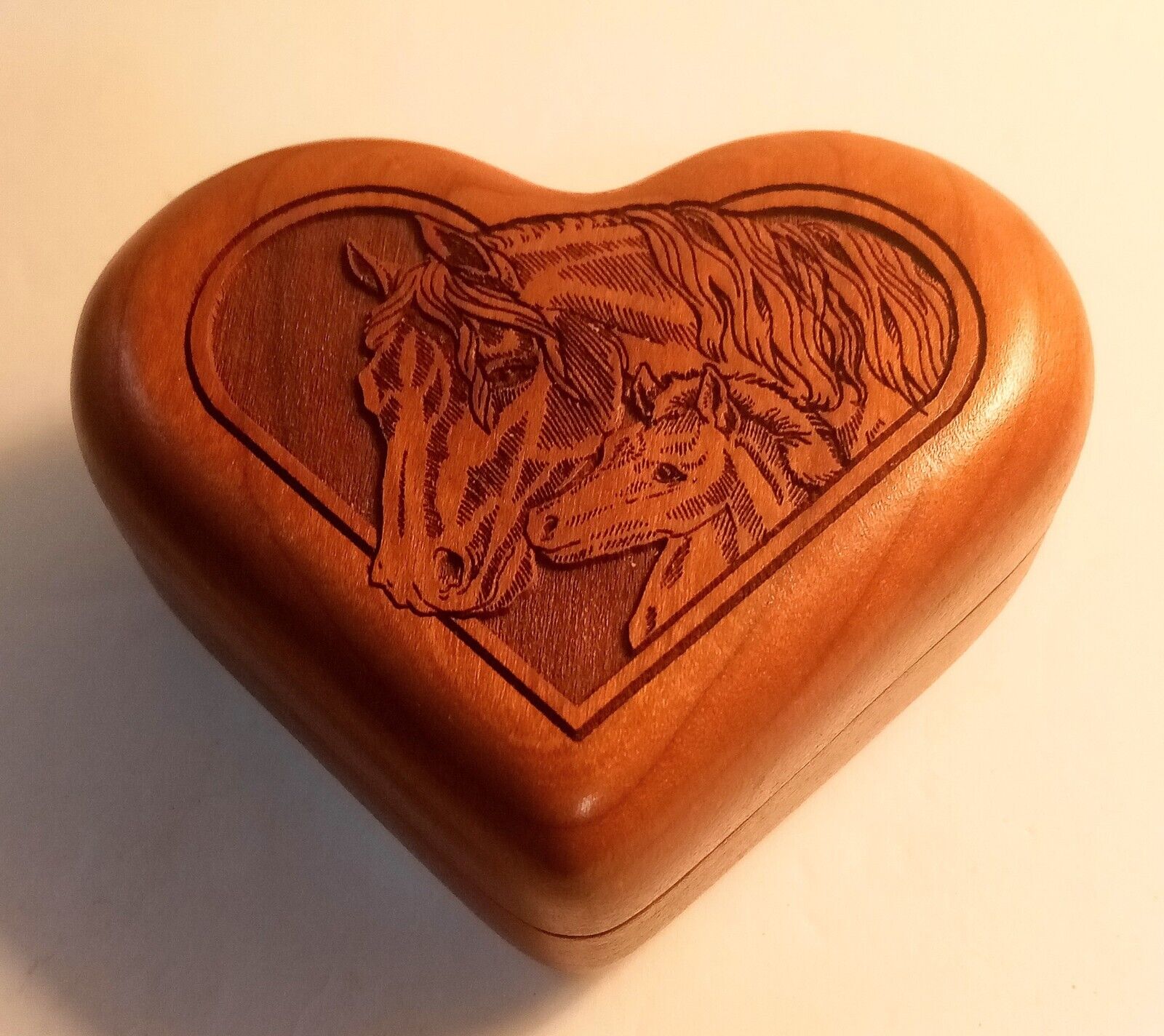 Wood Horse Heart Music Trinket Box