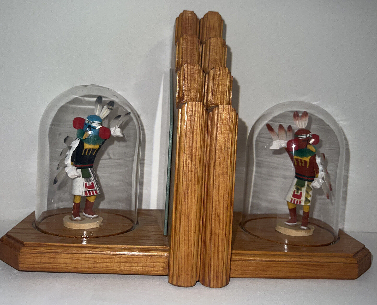 Vintage Hopi Hand-painted /hand-carved Miniature Bookends Figurines