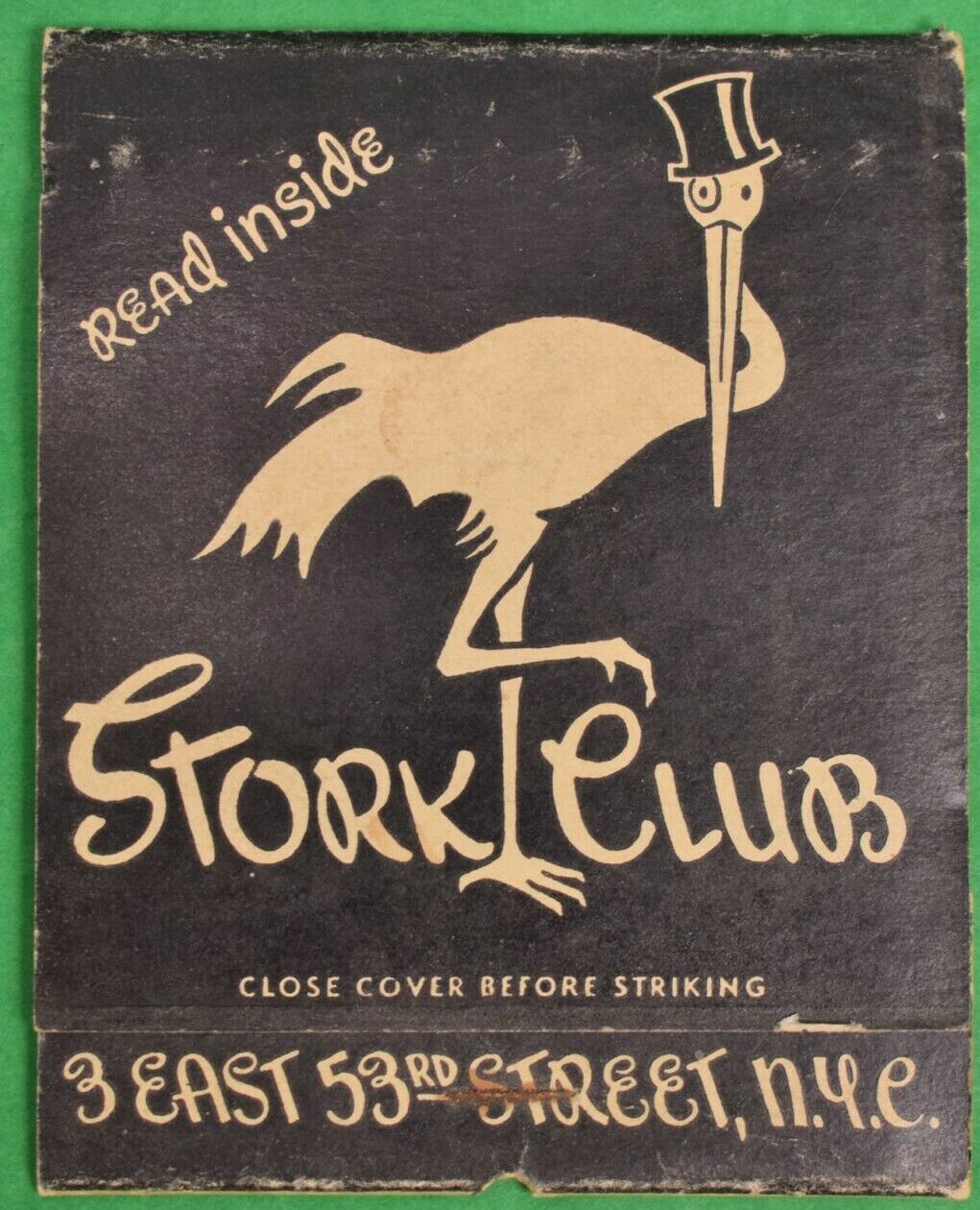 Oversize Stork Club 3 East 53rd St Nyc C1940s Matchbook