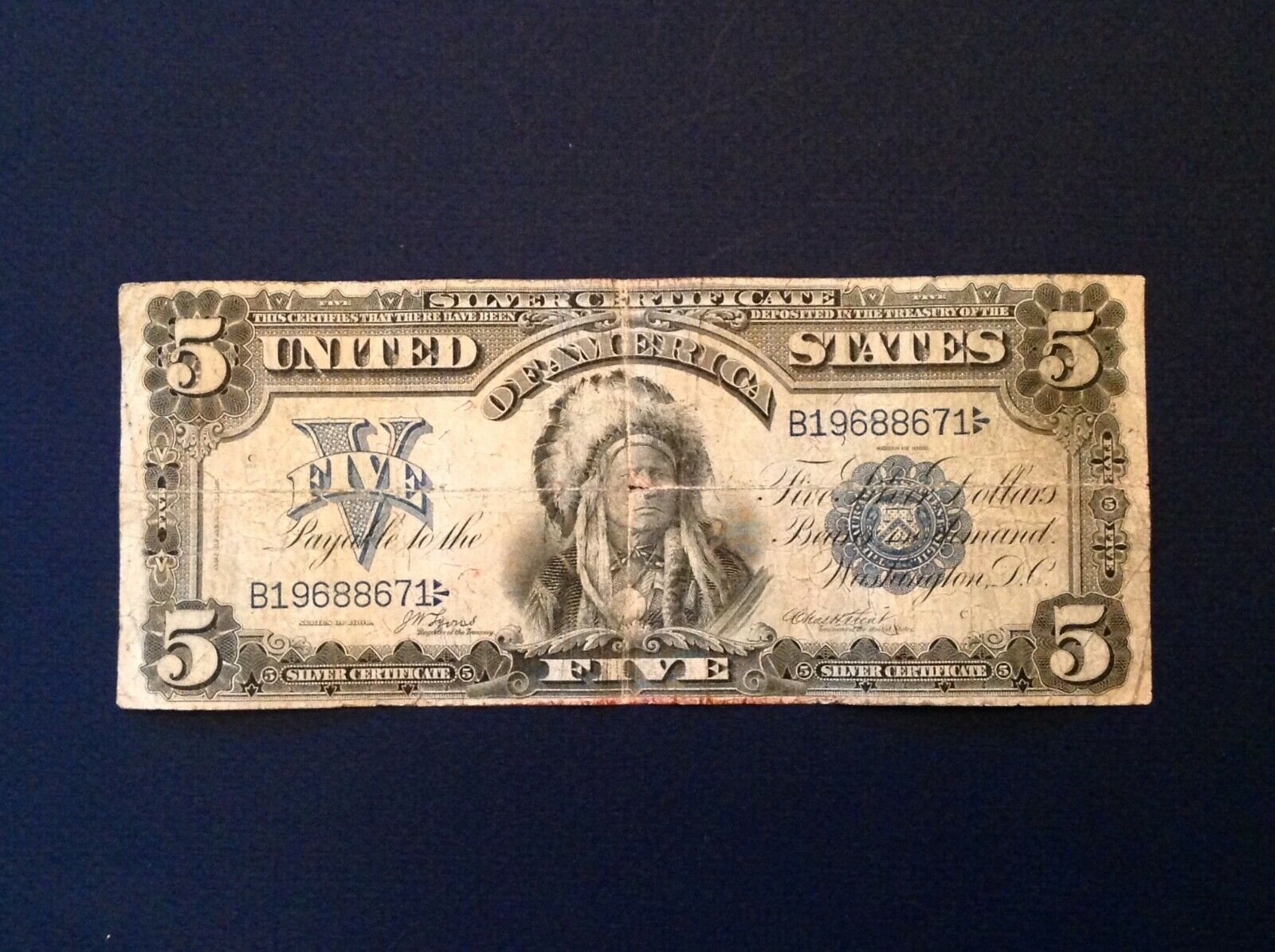 1899 $5 Silver Certificate Fr-272 Lyons / Treat - Indian Chief Design