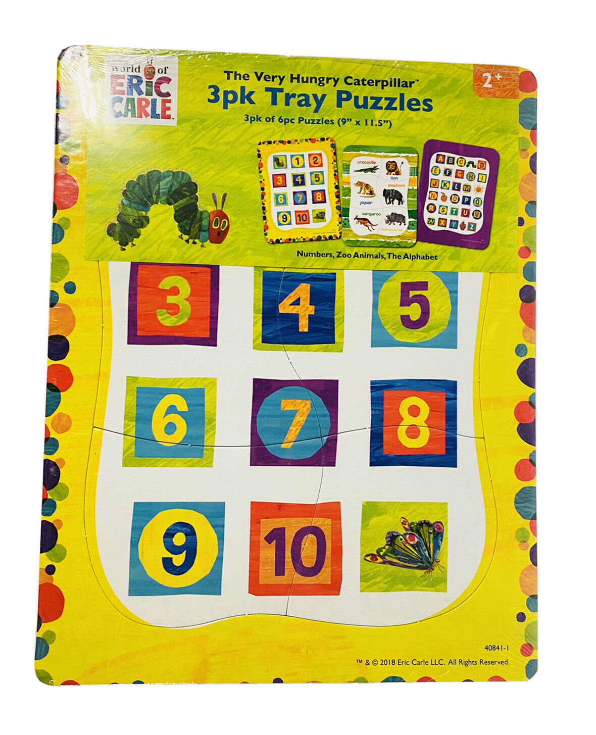 3 Tray Puzzles Very Hungry Capterpillar, Eric Carle Numbers, Animals & Alphabet