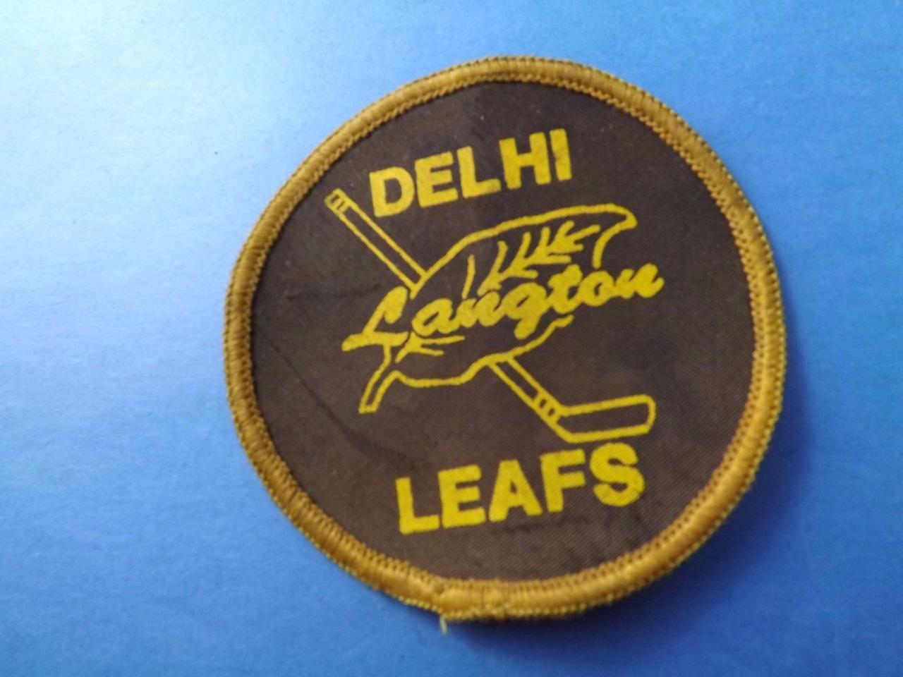 Delhi Langton Leafs Hockey Club Patch Vintage Tobacco Leaf Logo Canada Collector