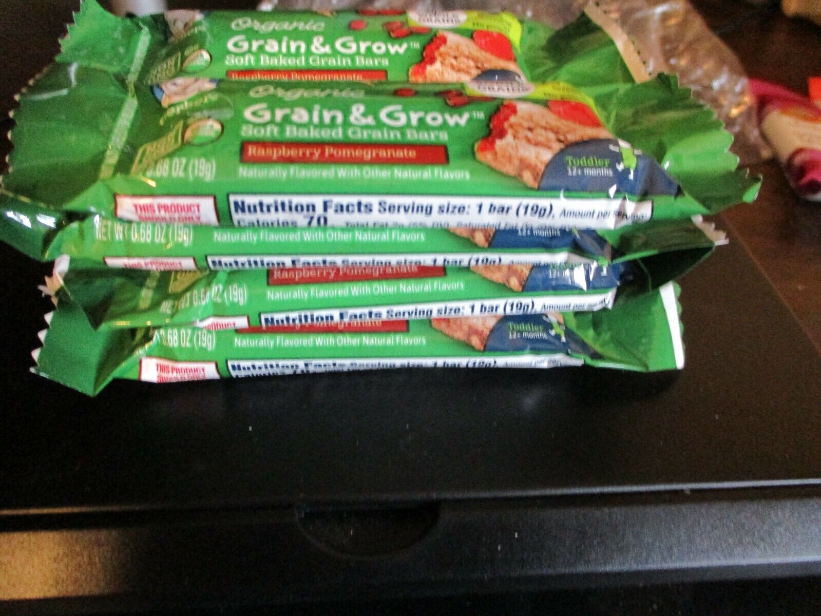 Lot Of 8 Single Gerber Organic Grain & Grow Bars Raspberry Pomegranate 0.68oz Ea