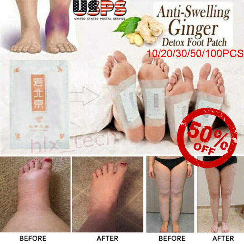 Detox Foot Pads Ginger Extract Toxin Removal Anti-swelling Weight Loss Patches ~